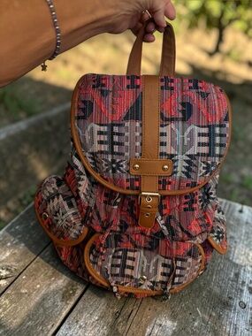 Mudd Brennan Tribal Backpack with an Aztec Design multicolored woven textile